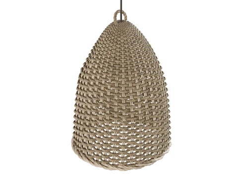 Lampada a sospensione a campana in rattan Modello 3D