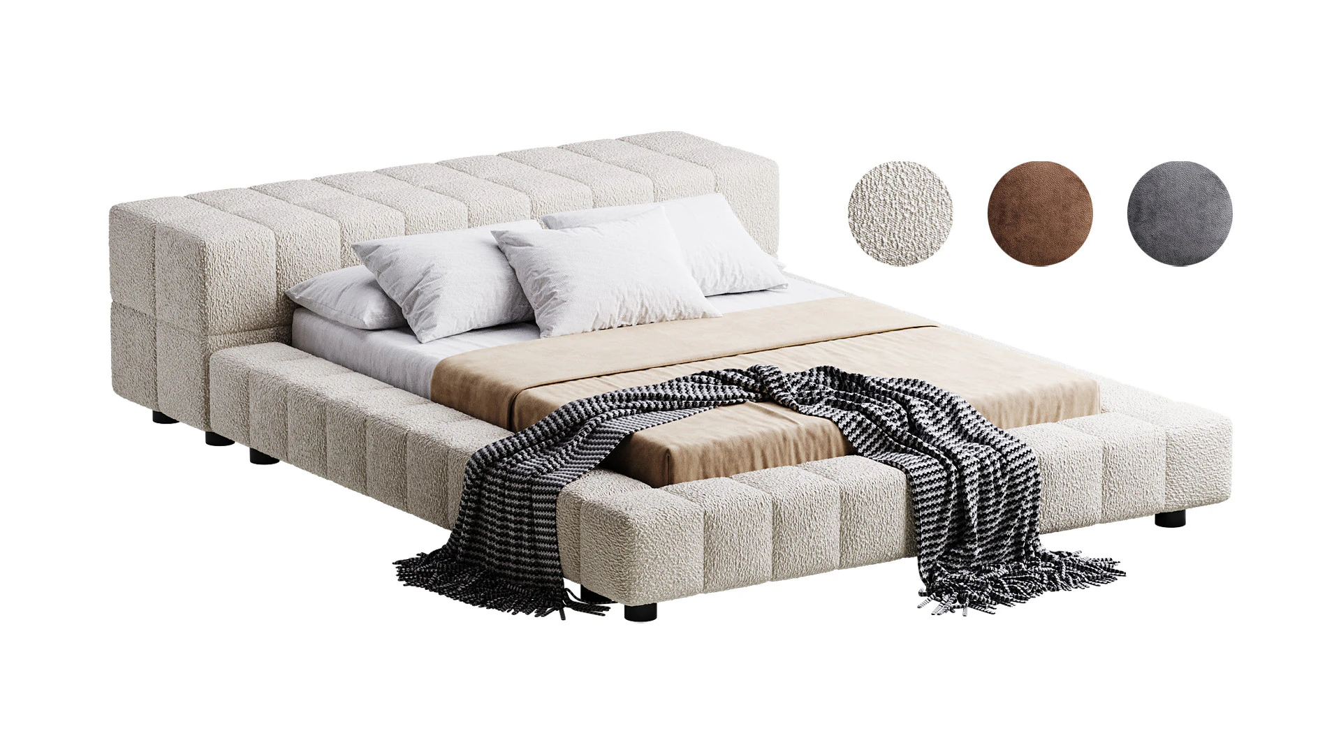Squaring Isola Alta Bed 3D Model .c4d .max .obj .3ds .fbx .stl .blend 
