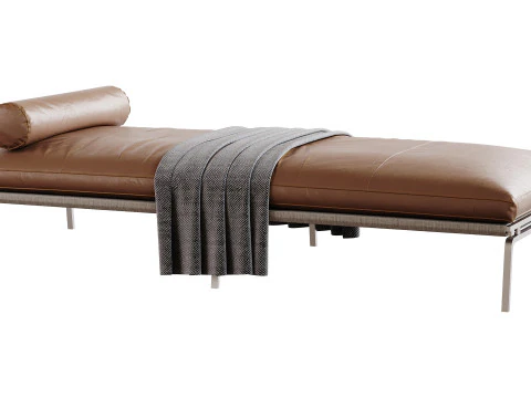 Divano letto imbottito in pelle Modello 3D