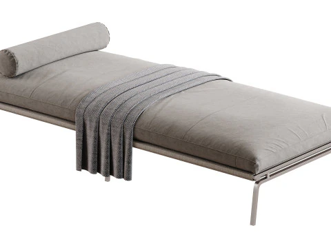 Divano letto imbottito in pelle Modello 3D