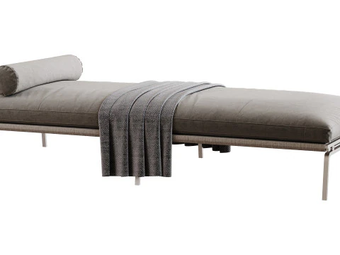 Divano letto imbottito in pelle Modello 3D