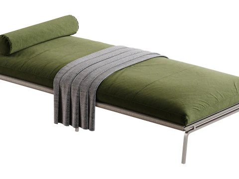 Divano letto imbottito in pelle Modello 3D