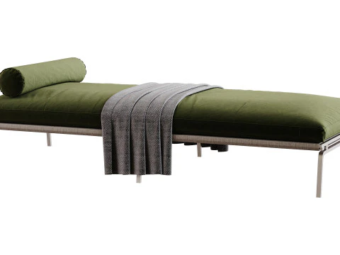 Divano letto imbottito in pelle Modello 3D