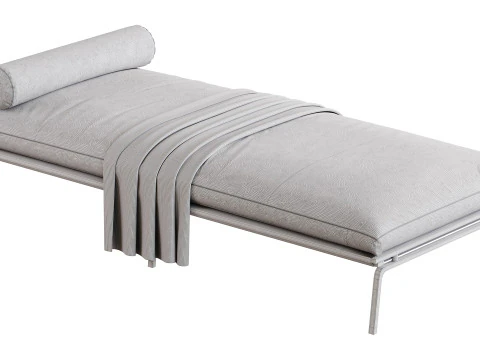 Divano letto imbottito in pelle Modello 3D