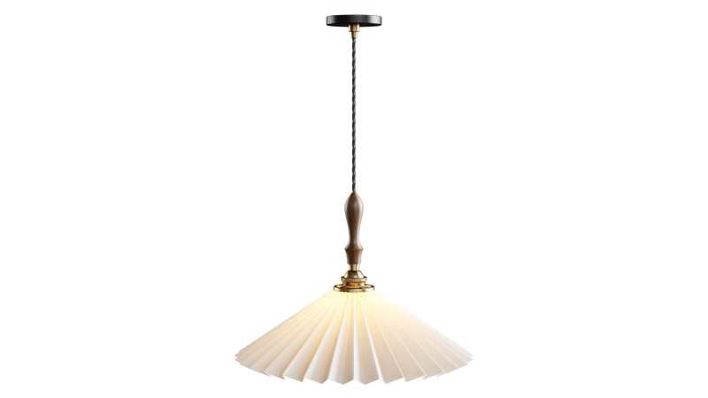 Lustre vintage com abajur pendente plissado Modelo 3D .c4d .max .obj .3ds .fbx .stl .blend 