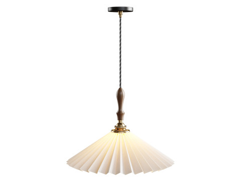 Lustre vintage com abajur pendente plissado Modelo 3D