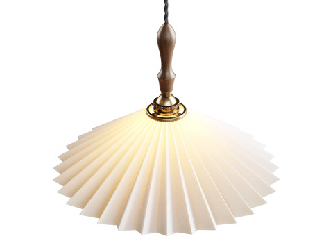 Lustre vintage com abajur pendente plissado Modelo 3D