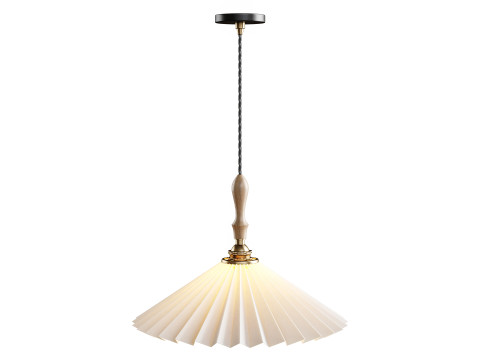 Lustre vintage com abajur pendente plissado Modelo 3D