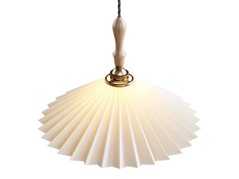 Lustre vintage com abajur pendente plissado Modelo 3D