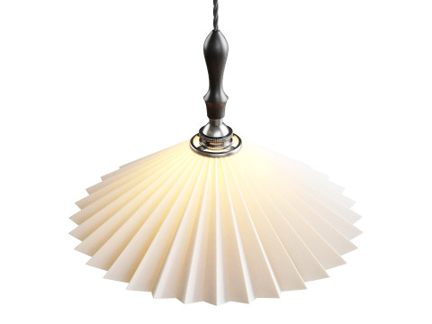 Lustre vintage com abajur pendente plissado Modelo 3D