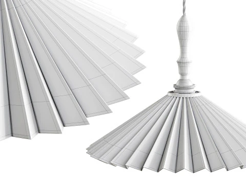 Вінтажна плісирована підвісна люстра з абажуром 3D Модель