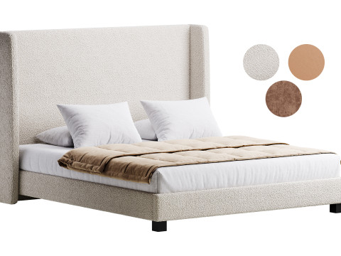 Tempat Tidur Beludru Asap Sayap Model 3D