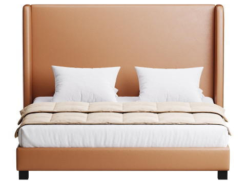 Wingback Smoke Velvet Bed 3D Model