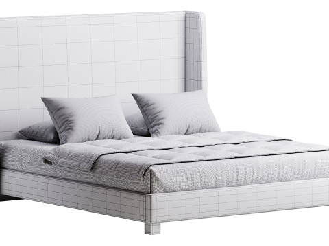 Wingback Smoke Velvet Bed 3D Model