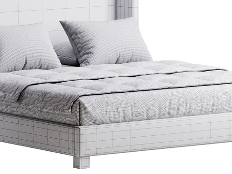 Wingback Smoke Velvet Bed 3D Model