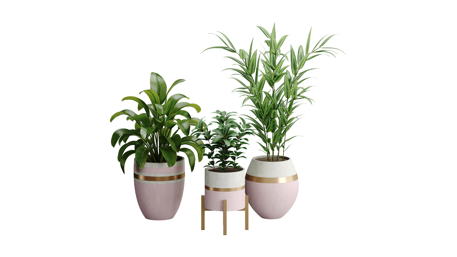 Bouquet of flowers in concrete vase 3D Model .c4d .max .obj .3ds .fbx .stl .blend 