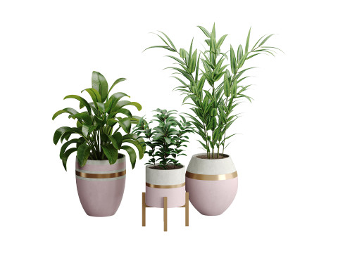 Buqu&ecirc; de flores em vaso de concreto Modelo 3D