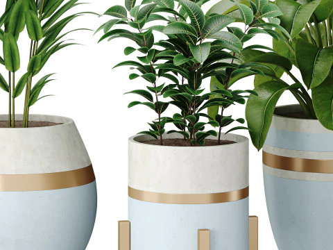 Bouquet of flowers in concrete vase 3D Model
