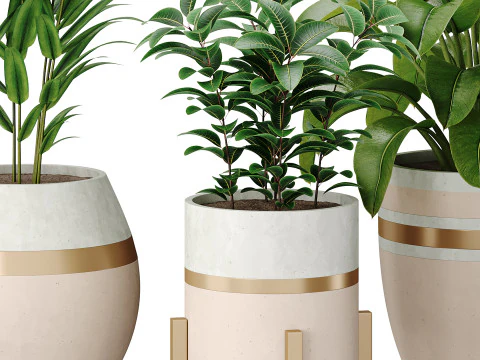 Bouquet of flowers in concrete vase 3D Model