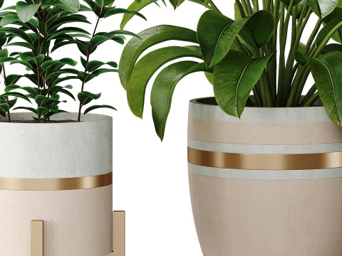 Bouquet of flowers in concrete vase 3D Model