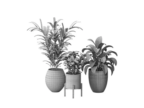 Bouquet of flowers in concrete vase 3D Model