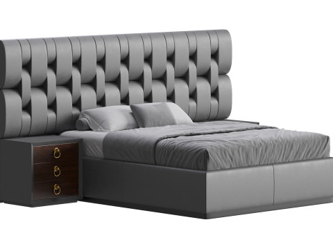 Современная кровать размера &laquo;queen-size&raquo; из черного дерева 3D Модель