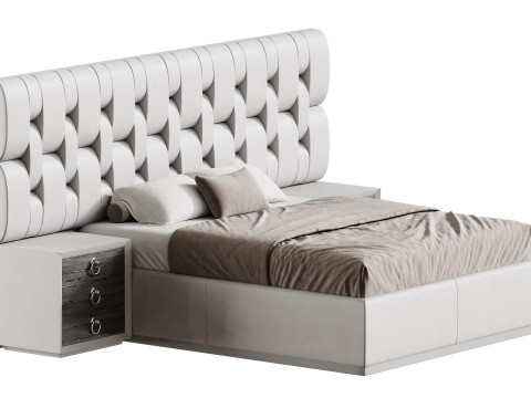 Letto queen size contemporaneo in legno nero Modello 3D