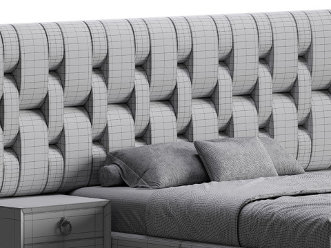 Letto queen size contemporaneo in legno nero Modello 3D