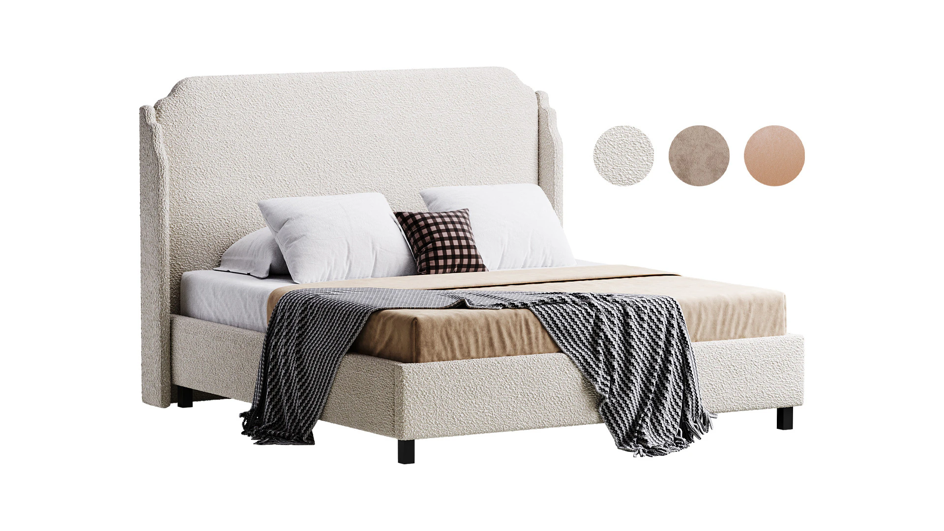 Letto Aurora Wingback Blush Modello 3D .c4d .max .obj .3ds .fbx .stl .blend