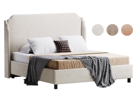 Cama Aurora Wingback Blush Modelo 3D
