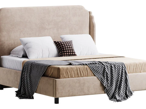 Letto Aurora Wingback Blush Modello 3D