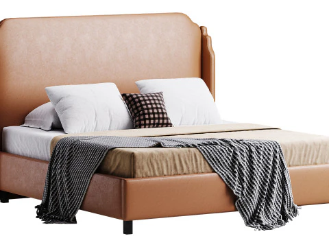 Letto Aurora Wingback Blush Modello 3D