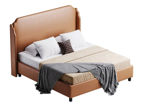 Letto Aurora Wingback Blush Modello 3D