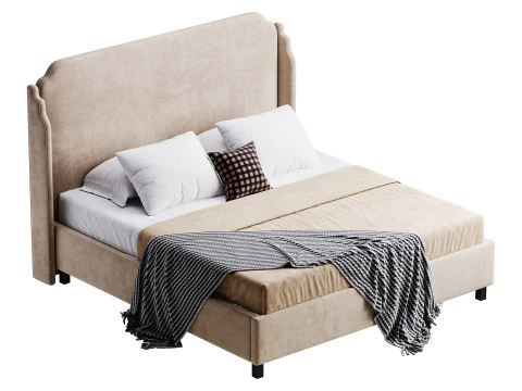 Letto Aurora Wingback Blush Modello 3D