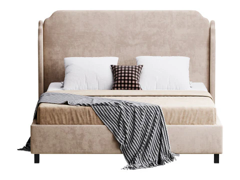 Letto Aurora Wingback Blush Modello 3D