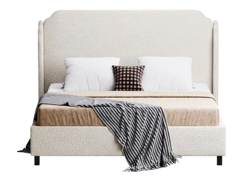 Letto Aurora Wingback Blush Modello 3D