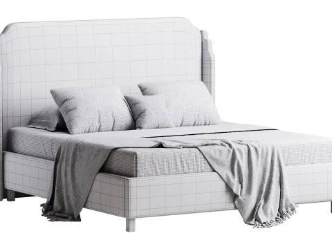 Letto Aurora Wingback Blush Modello 3D