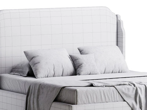 Letto Aurora Wingback Blush Modello 3D