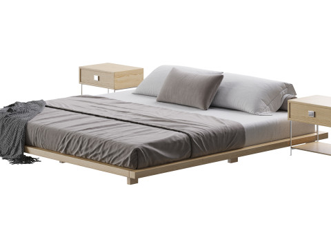 Letto king size basso in stile giapponese Modello 3D