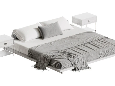 Japanese Style King Low Bed 3D Model