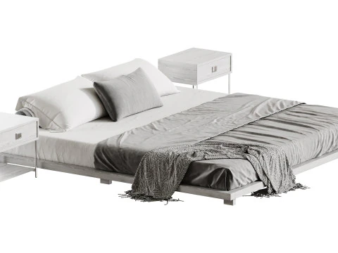 Japanese Style King Low Bed 3D Model