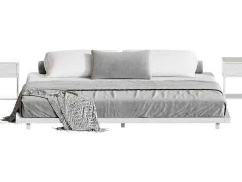 Japanese Style King Low Bed 3D Model