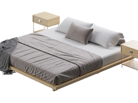 Japanese Style King Low Bed 3D Model