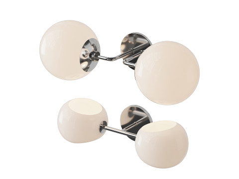 ミニマリストグローブ燭台とザビエロガラスバニティライト 3Dモデル