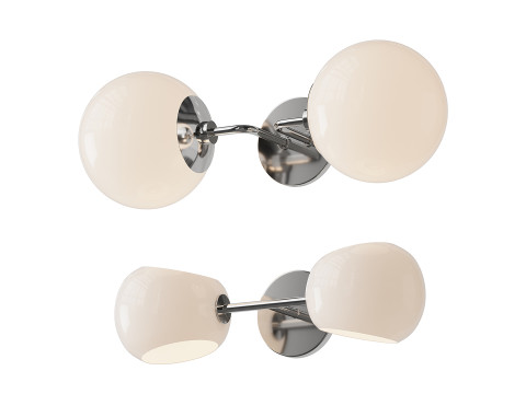 ミニマリストグローブ燭台とザビエロガラスバニティライト 3Dモデル