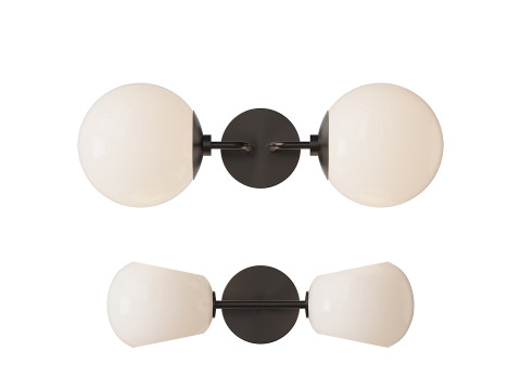 ミニマリストグローブ燭台とザビエロガラスバニティライト 3Dモデル