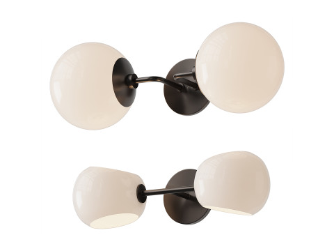 ミニマリストグローブ燭台とザビエロガラスバニティライト 3Dモデル