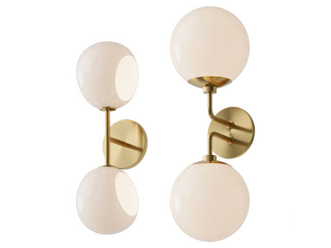 ミニマリストグローブ燭台とザビエロガラスバニティライト 3Dモデル