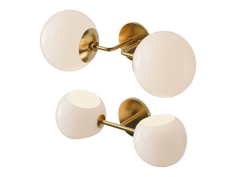 ミニマリストグローブ燭台とザビエロガラスバニティライト 3Dモデル