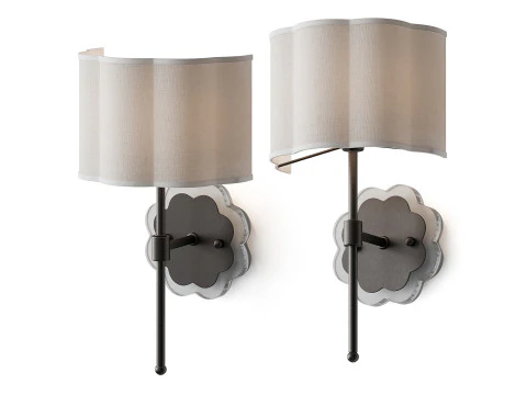 Sconce con paralume a margherita smerlato Modello 3D